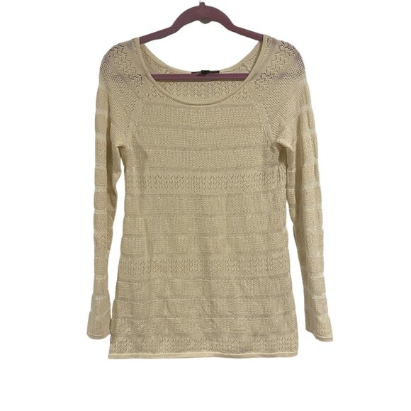 Tommy Bahama Pointelle Striped Lightweight Cream Sweater Size S - Picture 1 of 7